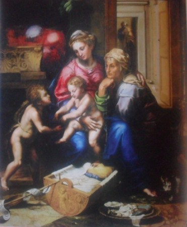 Virgen de la gata 1522, oleo sobre tabla 172 – 144 cm Giulio Romano (1499-1546)museo de capodimonte Nápoles 