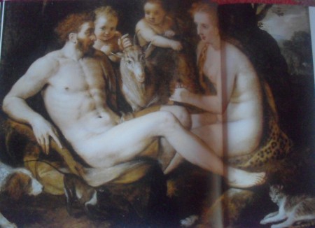 La familia de Adán y Eva  1570, oleo sobre tabla 47 – 33 cmFrans Pourbus, el viejo (1545-1581), residengalerie,Salzburgo