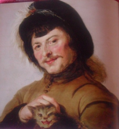 Retrato de un hombre con un gato, oleo sobre tabla 45,5 – 43 cmFrans Hals (1580-16669, Gemaldegalerie alte maister Kessel Alemania 
