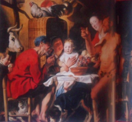 El sátiro y el campesino 1628, oleo sobre tela 203,5 – 174 cmJacob Jordaens (1593-1678), alte pinakothek Múnich