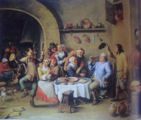 El rey bebe (la noche decimo segunda) 1634-1640 oleo sobre tela 70 – 58 cmDavid Teniers (1610-1690), museo de prado Madrid