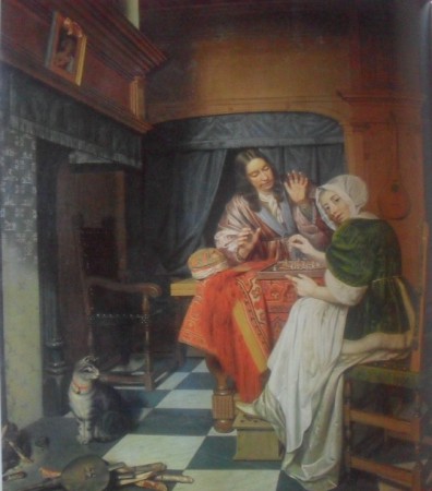 Partida de ajedrez 1670, oleo sobre tela 97,5 – 85 cmCornelis de Man (1621-1706), szépmuvészeti museo de Budapest 