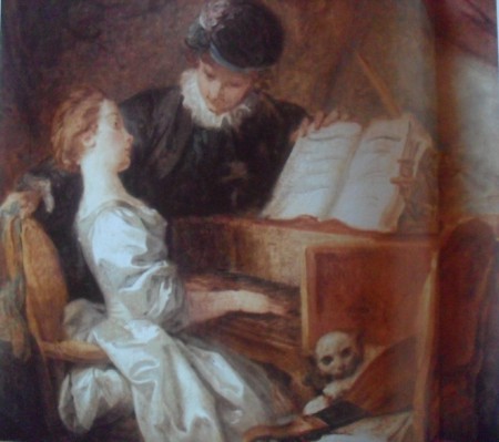 La lección de música 1769, oleo sobre tela 120 – 110 cmJean Honore Fragonard (1732-1806), museo de Louvre Paris 