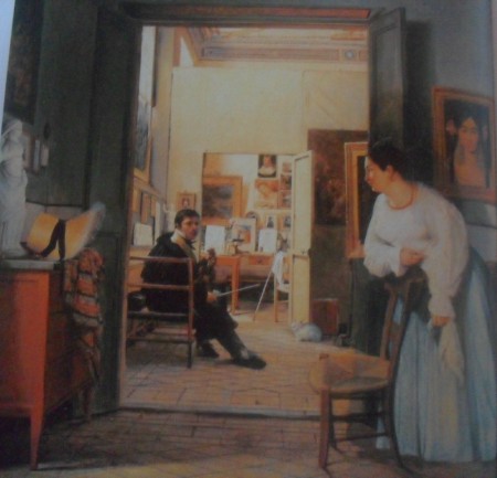 El estudio de ingres en Roma 1818, oleo sobre tela 55 – 46 cmJean Alaux (1786-1864), musée ingres montaunban Francia