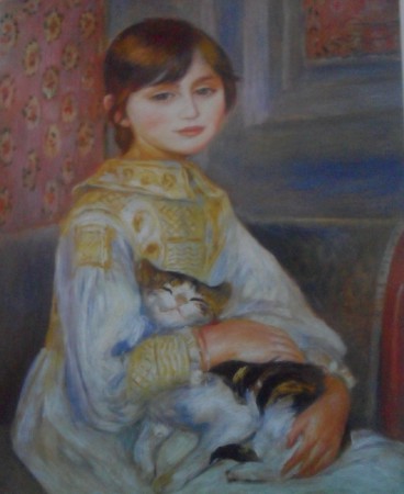Retrato de Julie Manet con su gato 1887, oleo sobre tela 65 – 54 cmPierre Auguste Renoir (1841-1919), museo de orsay en Paris 