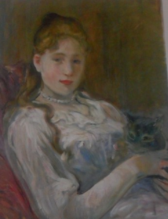 Chica joven con gato 1892, oleo sobre tela 55 – 46 cmBerthe Morisot (1841-1895), colección privada 