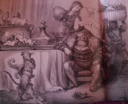 El gato con botas de perrault edicion de 1883,  gravado Gustave Doré (1832-1883) colección privada 